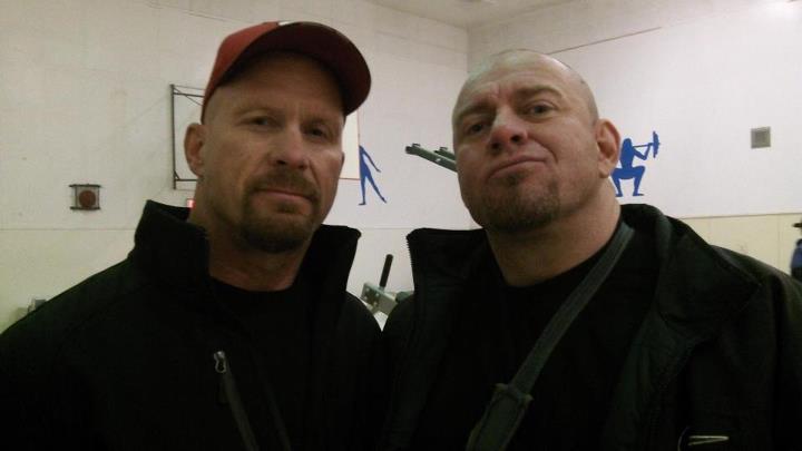 Doing stand in/Photo double for Stone Cold Steve Austin. We had a chance to talk. He seemed to be quite a humble, down to earth, funny guy.