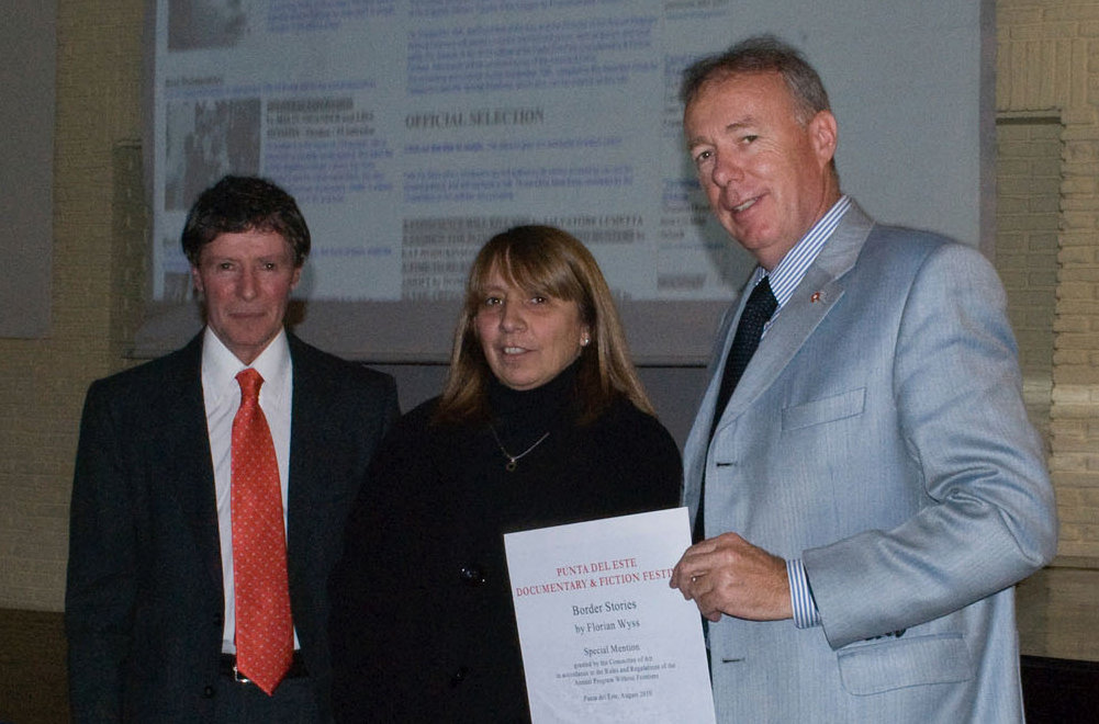 Screening and Awards Ceremony at the Punta del Este Documentary & Fiction Film Festival on 18th September 2010 in Uruguay. Swiss Ambassador Hans Ruedi Bortis receives the Special Mention Award for 