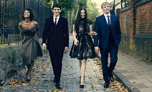 Angel Coulby, Katie McGrath, Colin Morgan and Bradley James