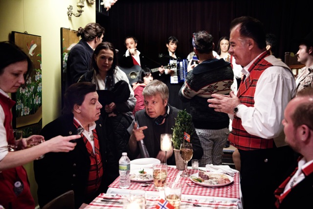 Steven Van Zandt, director Geir Henning Hopland and Tony Sirico on the set of Lilyhammer 2 in NYC.