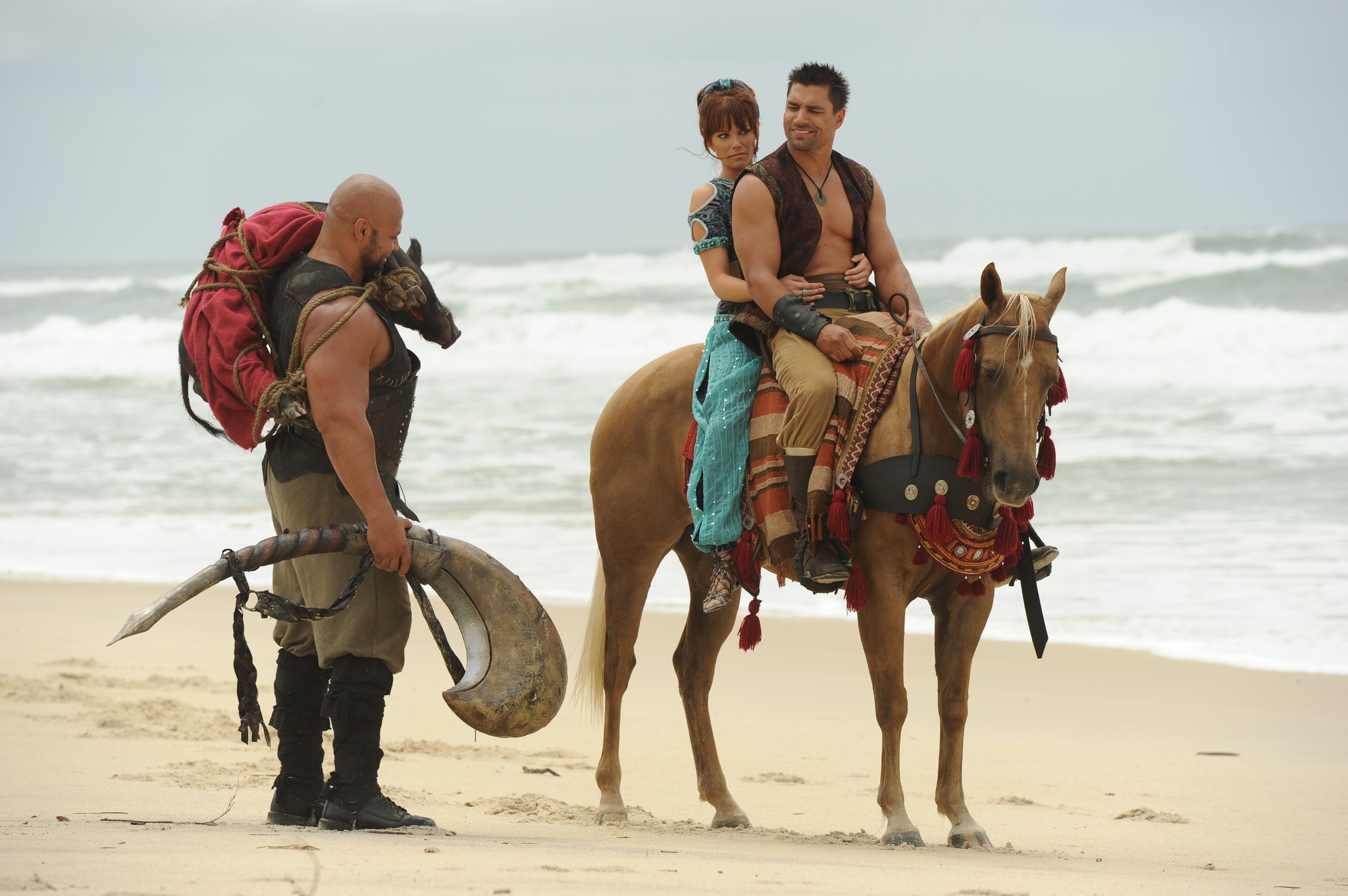 Still of Manu Bennett and Holly Brisley in Sinbad and the Minotaur (2011)