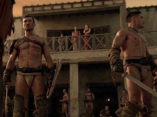 Still of Manu Bennett and Andy Whitfield in Spartacus: Blood and Sand (2010)