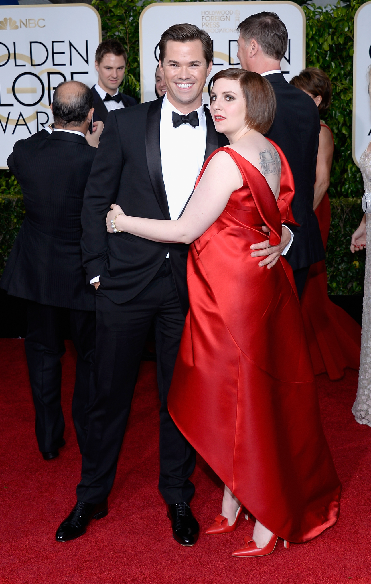 Andrew Rannells and Lena Dunham at event of The 72nd Annual Golden Globe Awards (2015)
