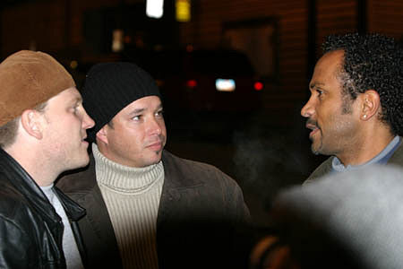 Film makers Pete Abrahams, left, Scott McMullough, center, and Julian Starks, right discuss their documentary about the evolution of the Sundance film festival. The documentary is called Sundancing.