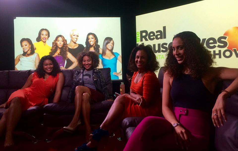 Still of Megan Thomas, Shawn Richardz, Channon Dade, and Nadia Ali hosting The Real Housewives of Atlanta AfterShow