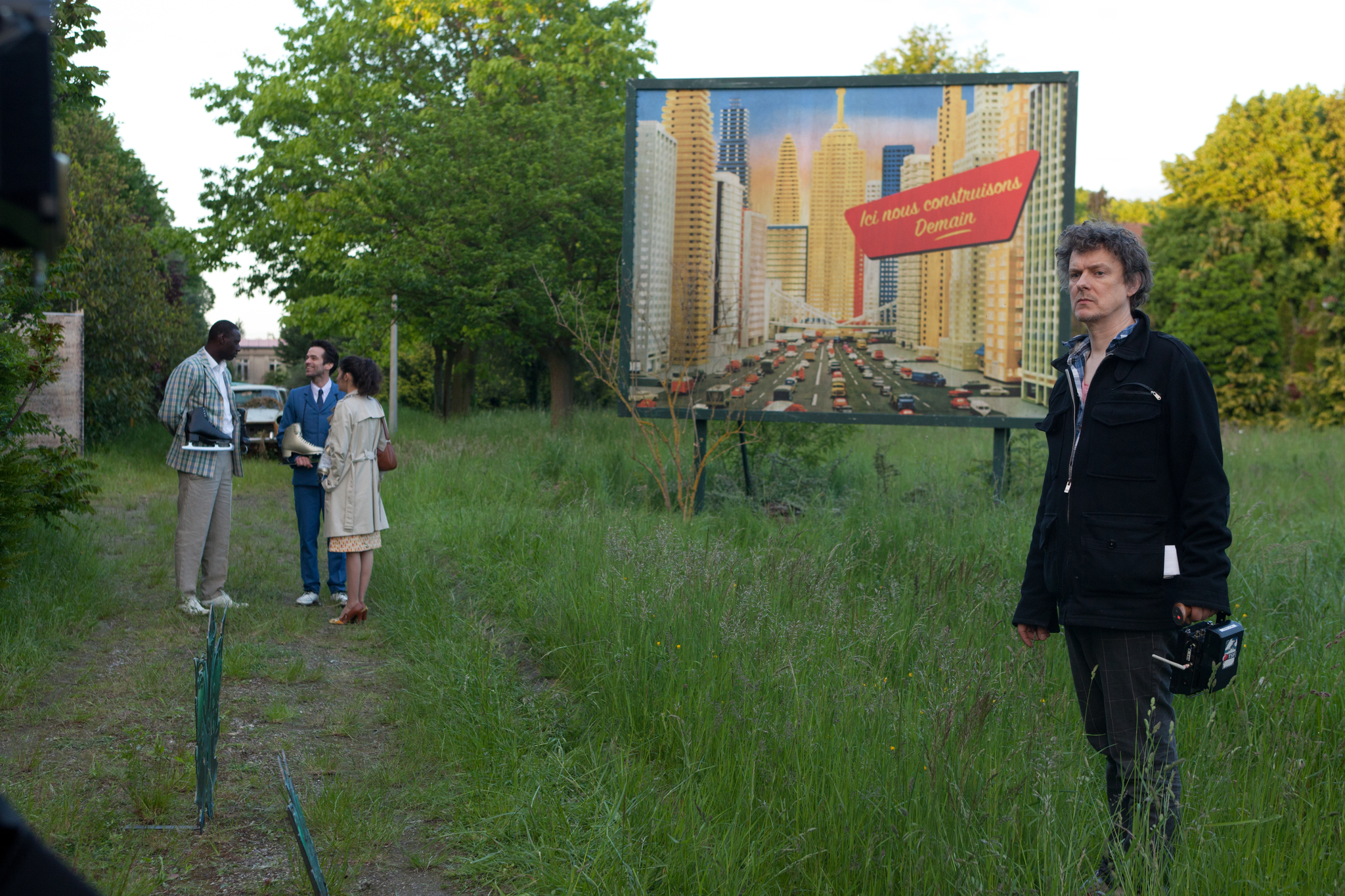 Still of Romain Duris, Michel Gondry, Audrey Tautou and Omar Sy in Geleti sapnai (2013)