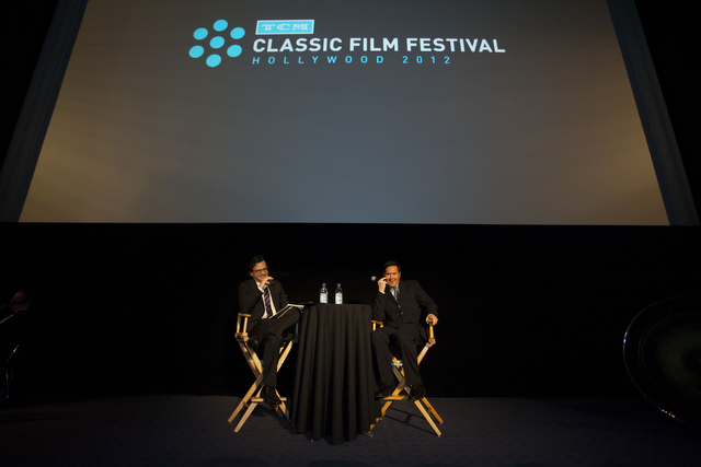 Jeffrey Vance and Ben Mankiewicz introduce a sold-out screening of THE THIEF OF BAGDAD at the TCM Classic Film Festival, Egyptian Theatre, Hollywood, CA, April 15, 2012.