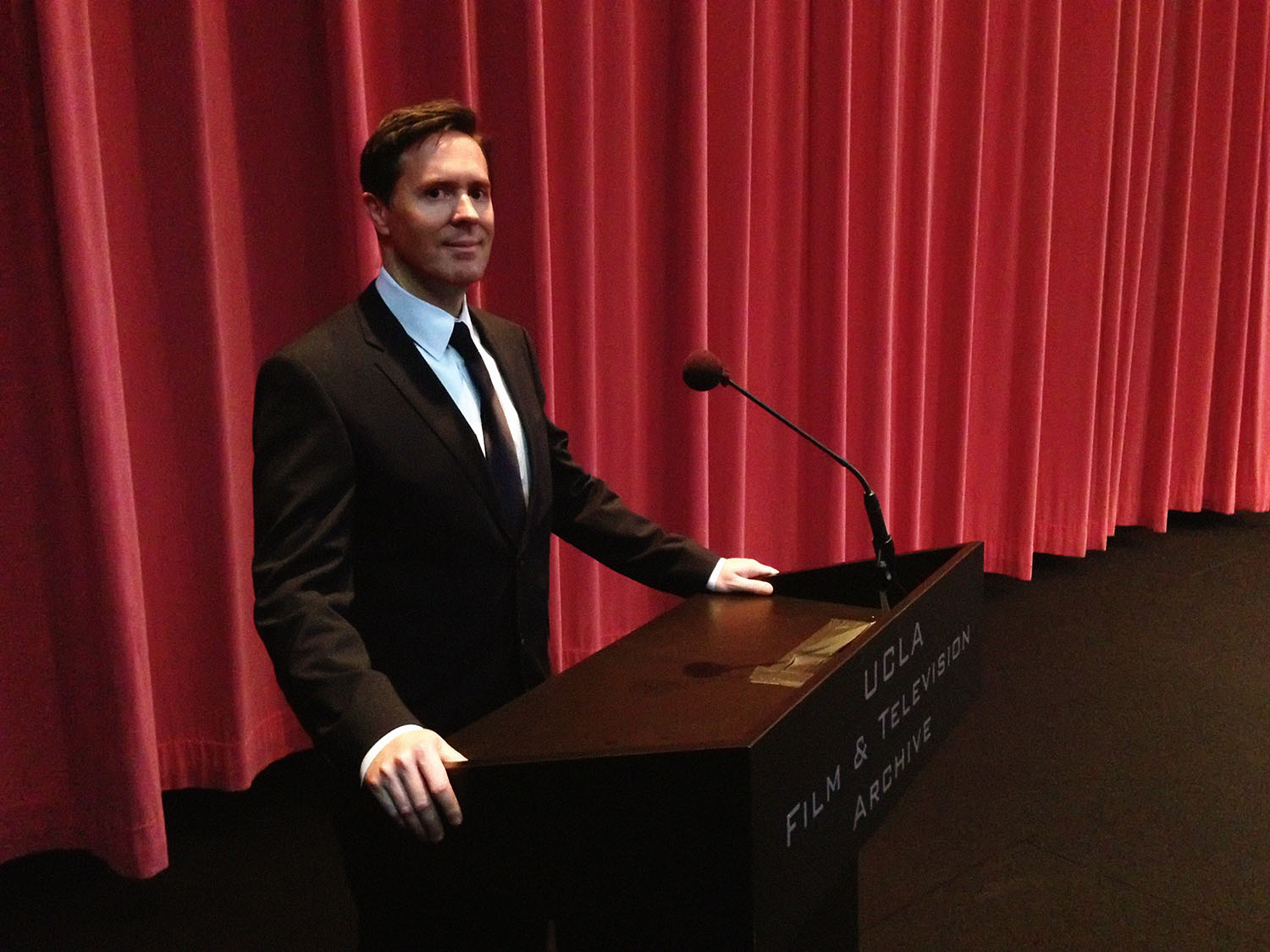 Jeffrey Vance introduces an evening of Mary Pickford films at the UCLA Festival of Preservation, Billy Wilder Theater, Hammer Museum, Westwood, California, March 15, 2015.