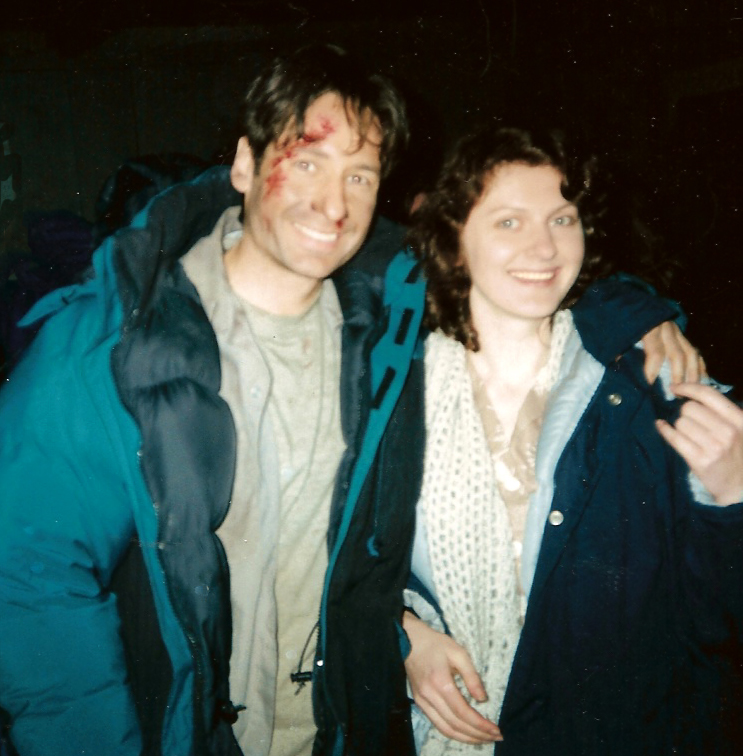 David Dukhovny and Tatiana Chekhova on the set of X-Files, Vancouver, Canada.