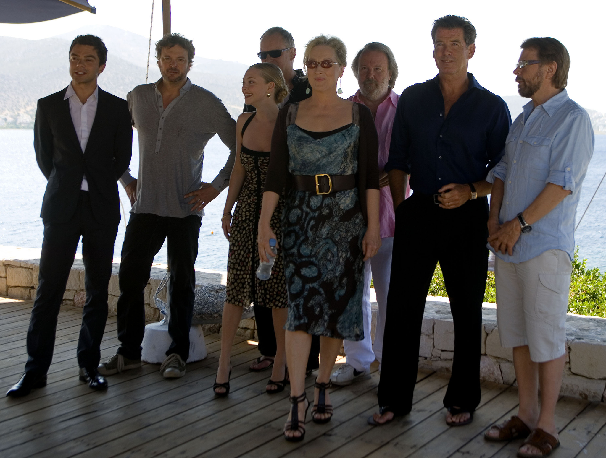 Pierce Brosnan, Colin Firth, Meryl Streep, Dominic Cooper and Amanda Seyfried at event of Mamma Mia! (2008)