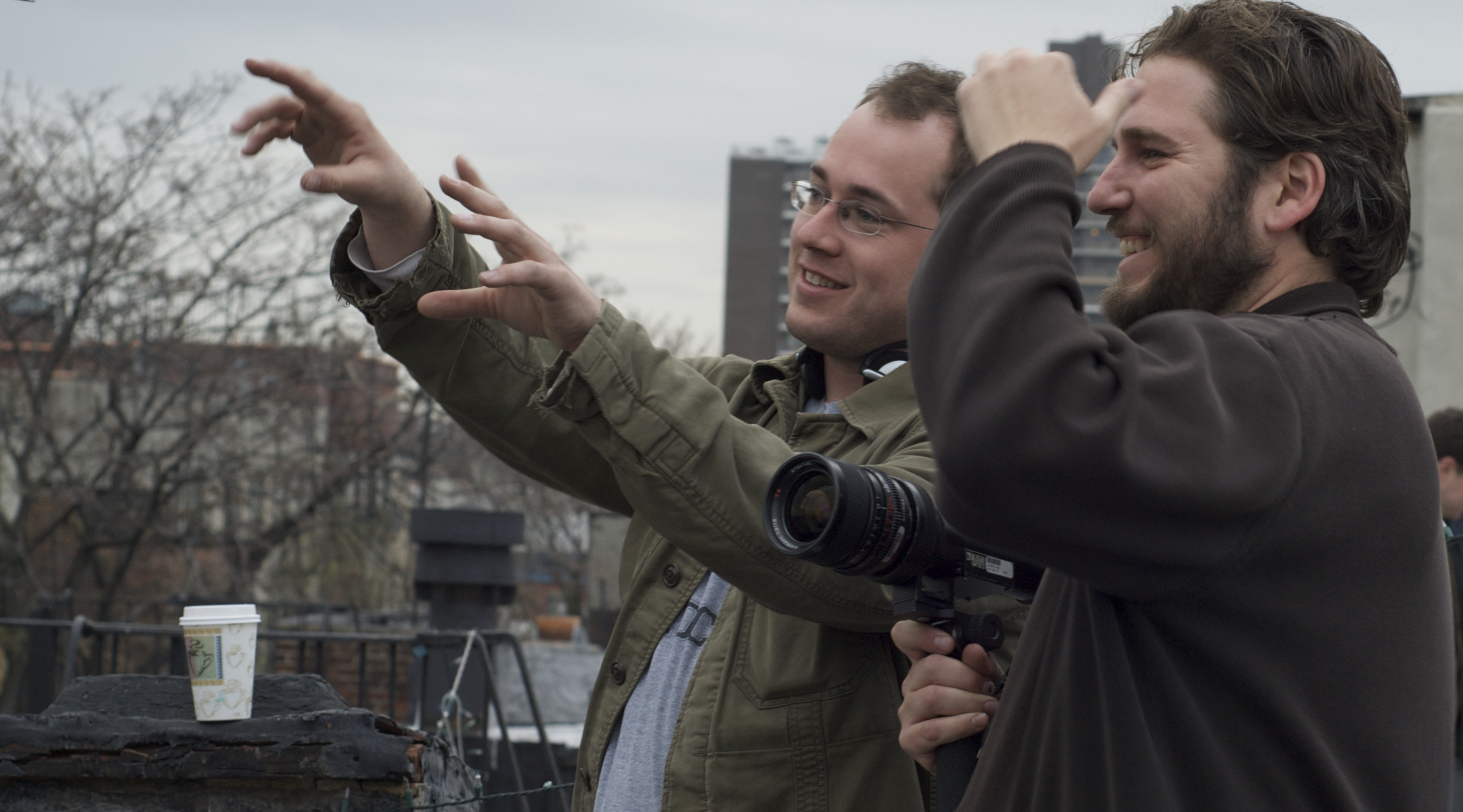 Chris Chambers (R) on location with Director, Joe Leonard (L), in New York City.