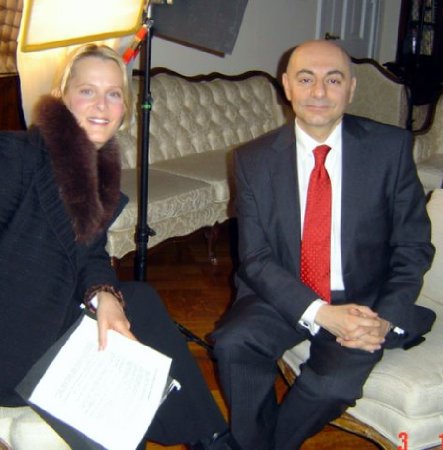 Producer/Director Donna Bertaccini post interview with Syrian Ambassador His Excellency Imad Moustapha Syrian Embassy, Washington D.C. April 2009 ORTV 