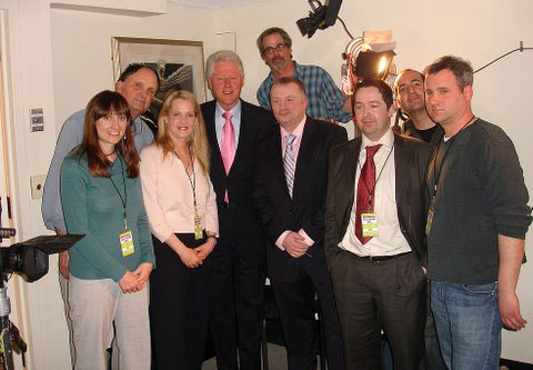 DB with crew and former President Bill Clinton at NBC Studios NYC Re: Peace process in Northern Ireland Spring '08