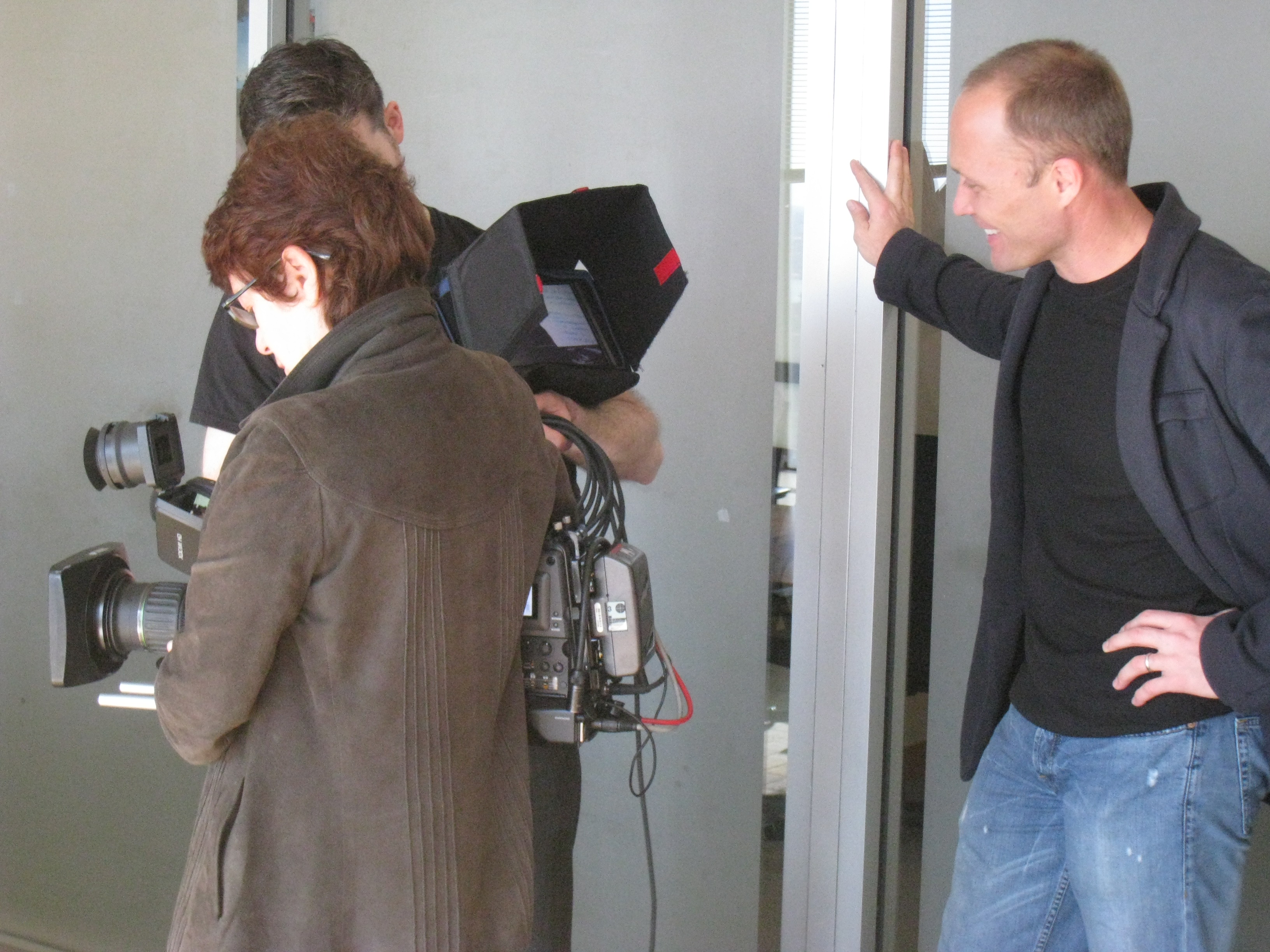 Director Jim Houck, right, on set at Rolling Stone magazine with cinematographer Maryse Alberti.