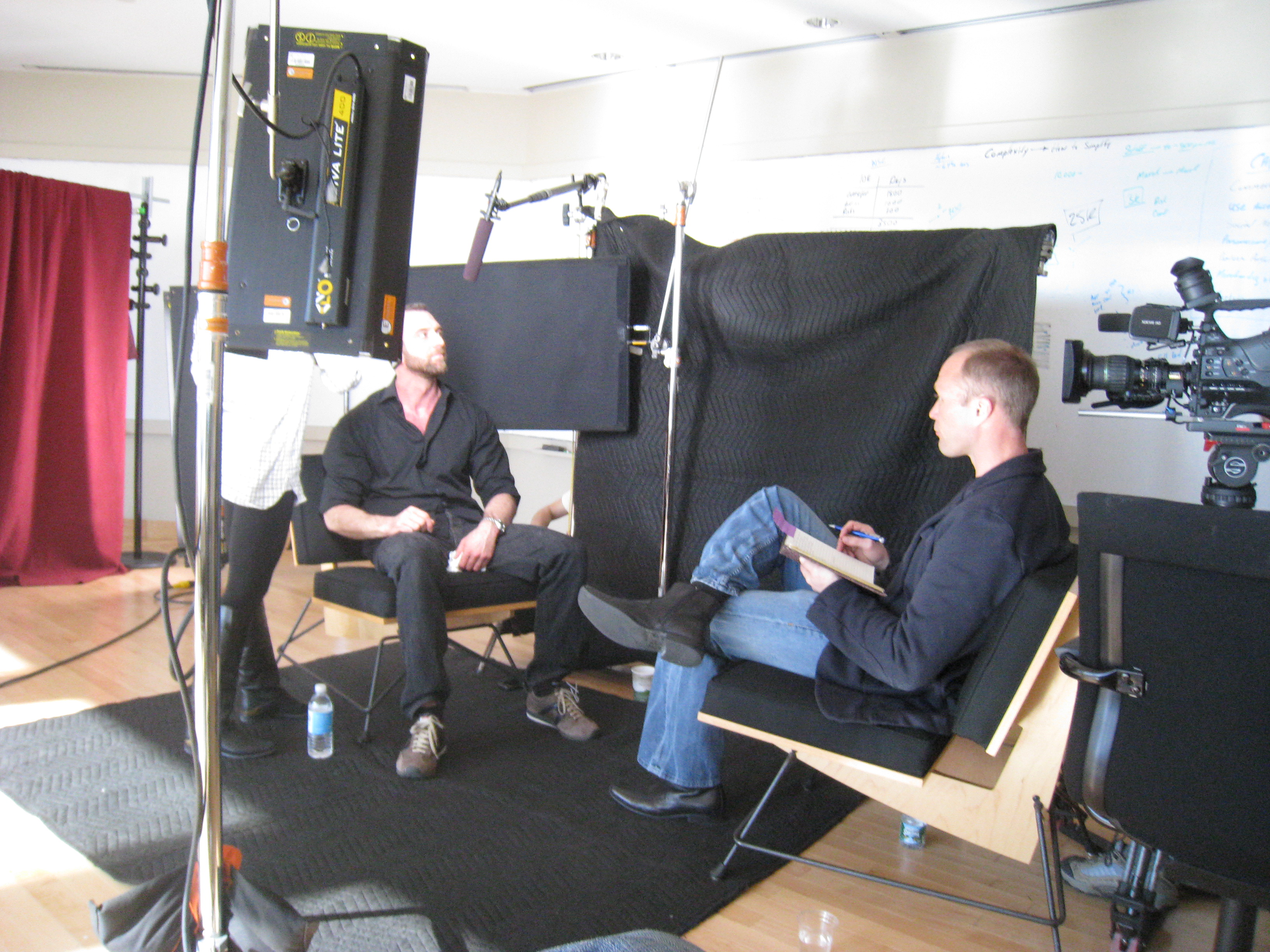 Director Jim Houck, right, on set at Rolling Stone magazine.