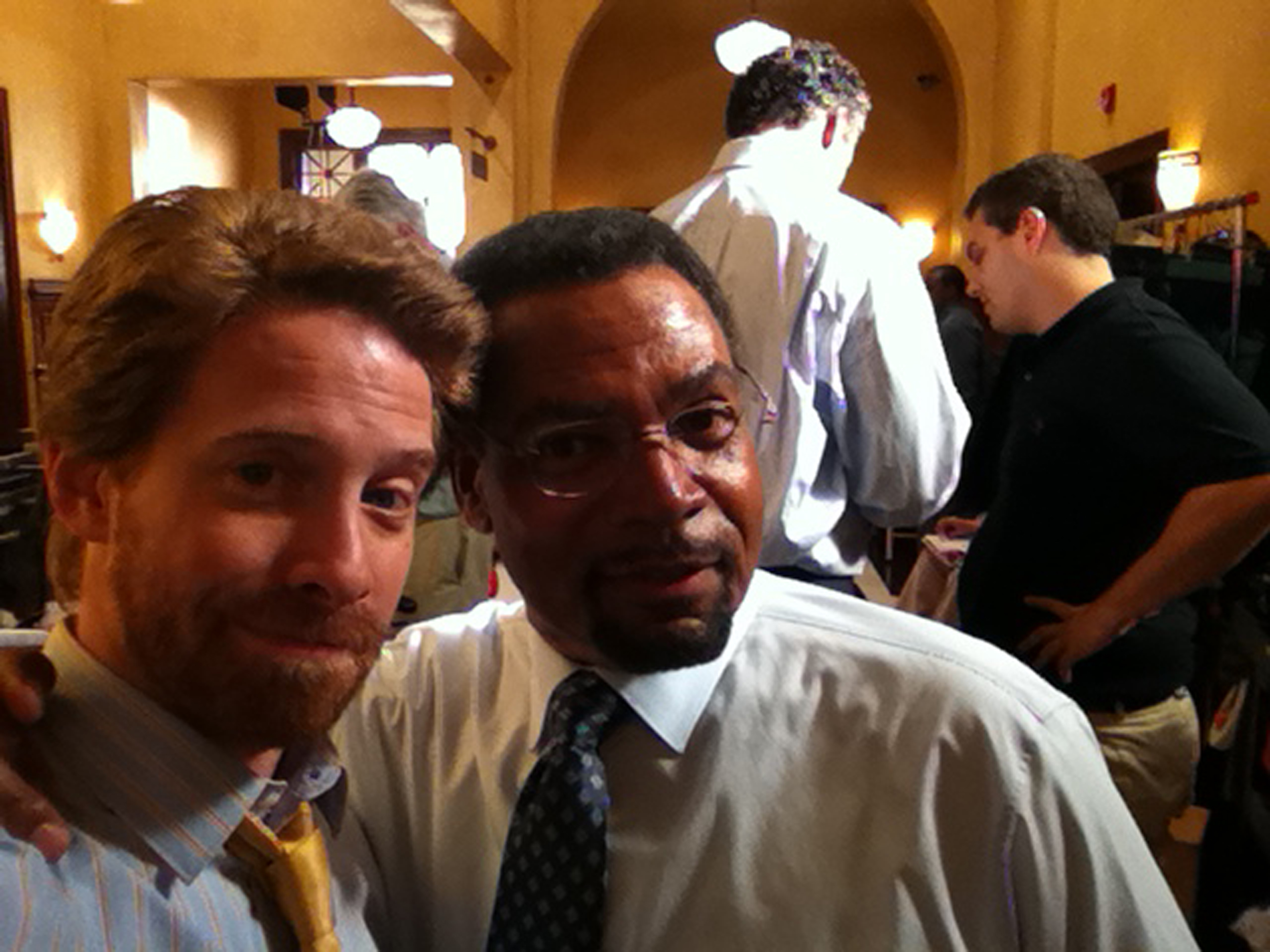 on the set Franklin and Bash - Seth Green, Beau Billingslea