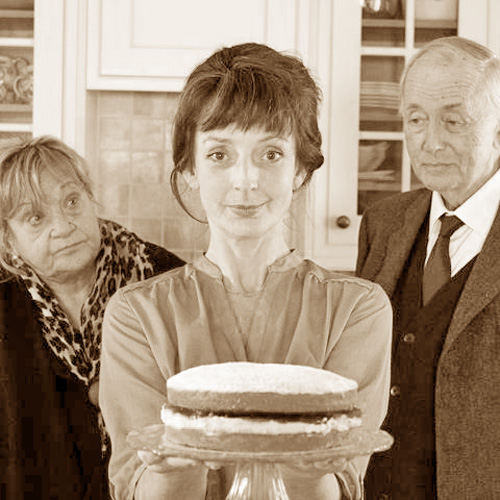 Publicit still for 'A VERY IMPORTANT CAKE' directed by Jane Mcgee with Sylvia Symms, Sally Mortemore and Ben Whitrowe