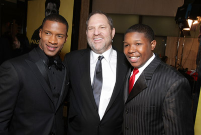 Harvey Weinstein, Denzel Whitaker and Nate Parker at event of The Great Debaters (2007)