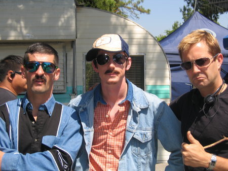 Ben Garant, Kurt David Anderson and Thomas Lennon on the set of RENO 911.
