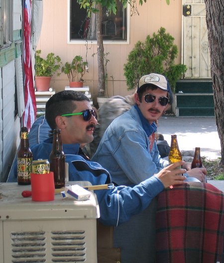 Ben Garant and Kurt David Anderson on the set of RENO 911.