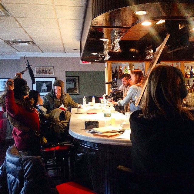 (L-R) Pauline Anglada, boom, Johanna Lee as Piper, Michael Galligan as Mel Kinsey, Alex Salabaschew, AC, Suzi Sadler, DP, and director Alyssa Rallo Bennett on the set of 