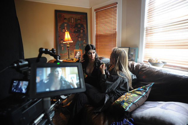 Alyssa Rallo Bennett, director, and Sydney Farley, actor, on the set of 