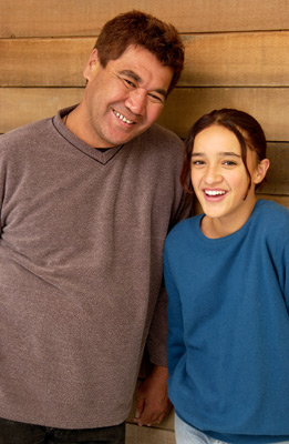 Rawiri Paratene and Keisha Castle-Hughes at event of Whale Rider (2002)