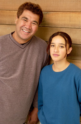 Rawiri Paratene and Keisha Castle-Hughes at event of Whale Rider (2002)