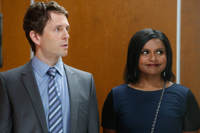 Still of Glenn Howerton and Mindy Kaling in The Mindy Project (2012)