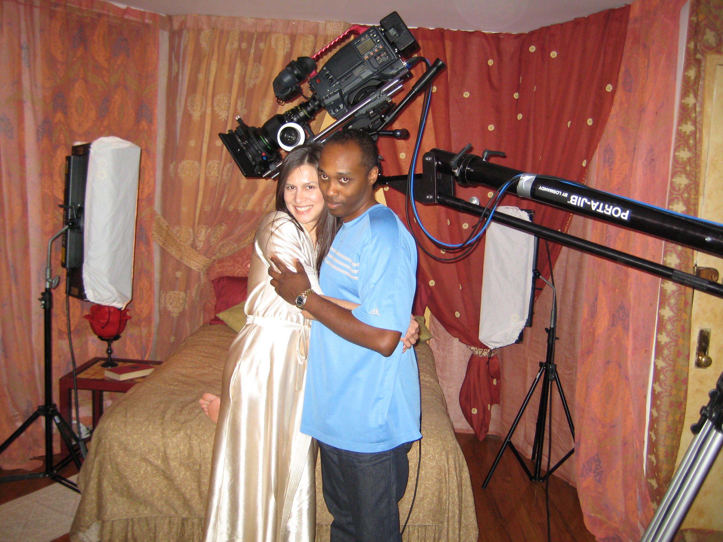 On the set of EVOL. Left: Actress/Musician Alisa Burket. Right: Director of Photography Abdul Stone Jackson