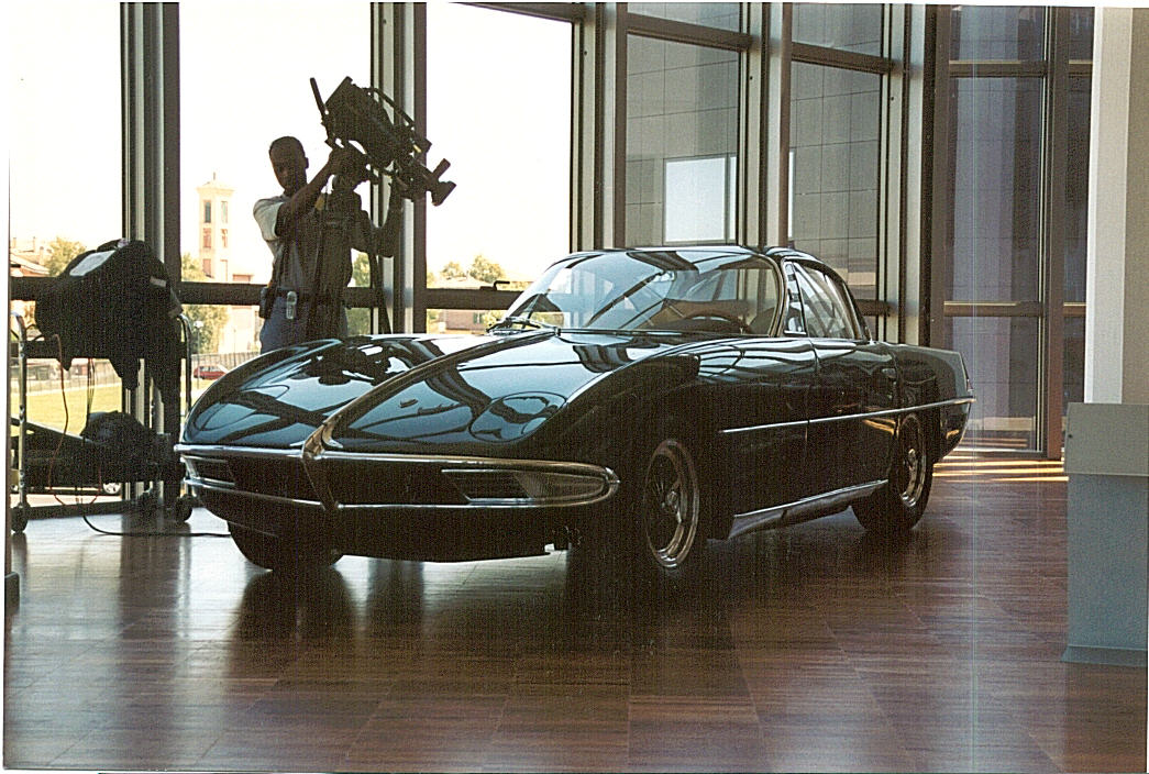 Recording the very first Lamborghini ever made. The 350 GTV Prototype. It was shipped by air from Japan for the Lamborghini Museum's Grand Opening.