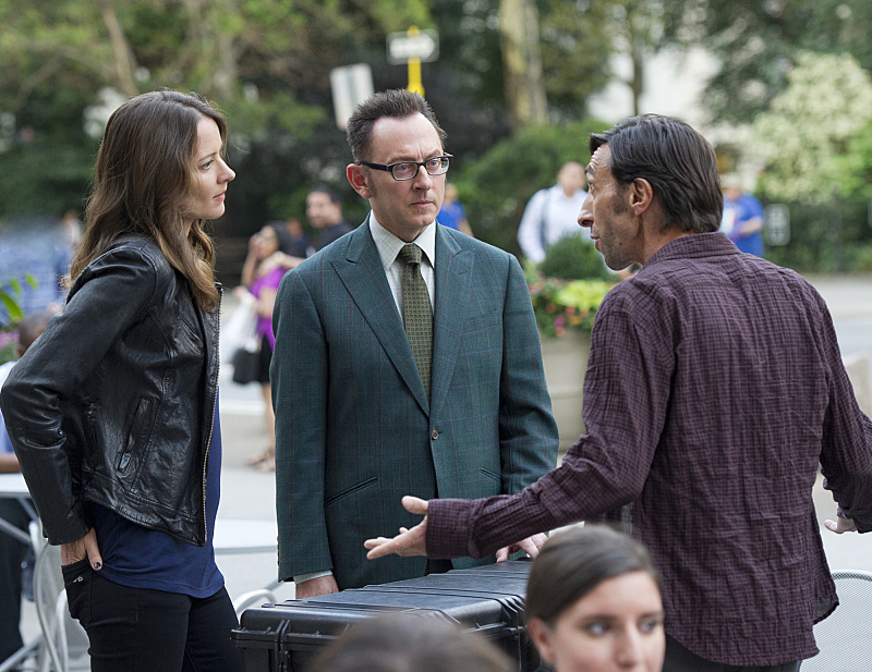 Chris Santangelo as Jumpy Jerry with Person of Interest cast members Micheal Emerson and Amy Acker