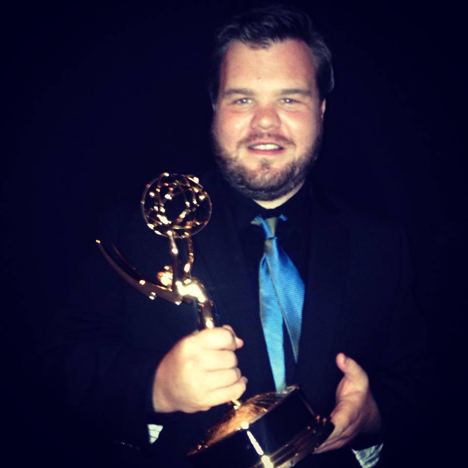 Ash Christian winning a 2014 Emmy Award