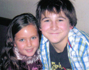 Ryan Newman and Mitchel Musso on the set of Monster House