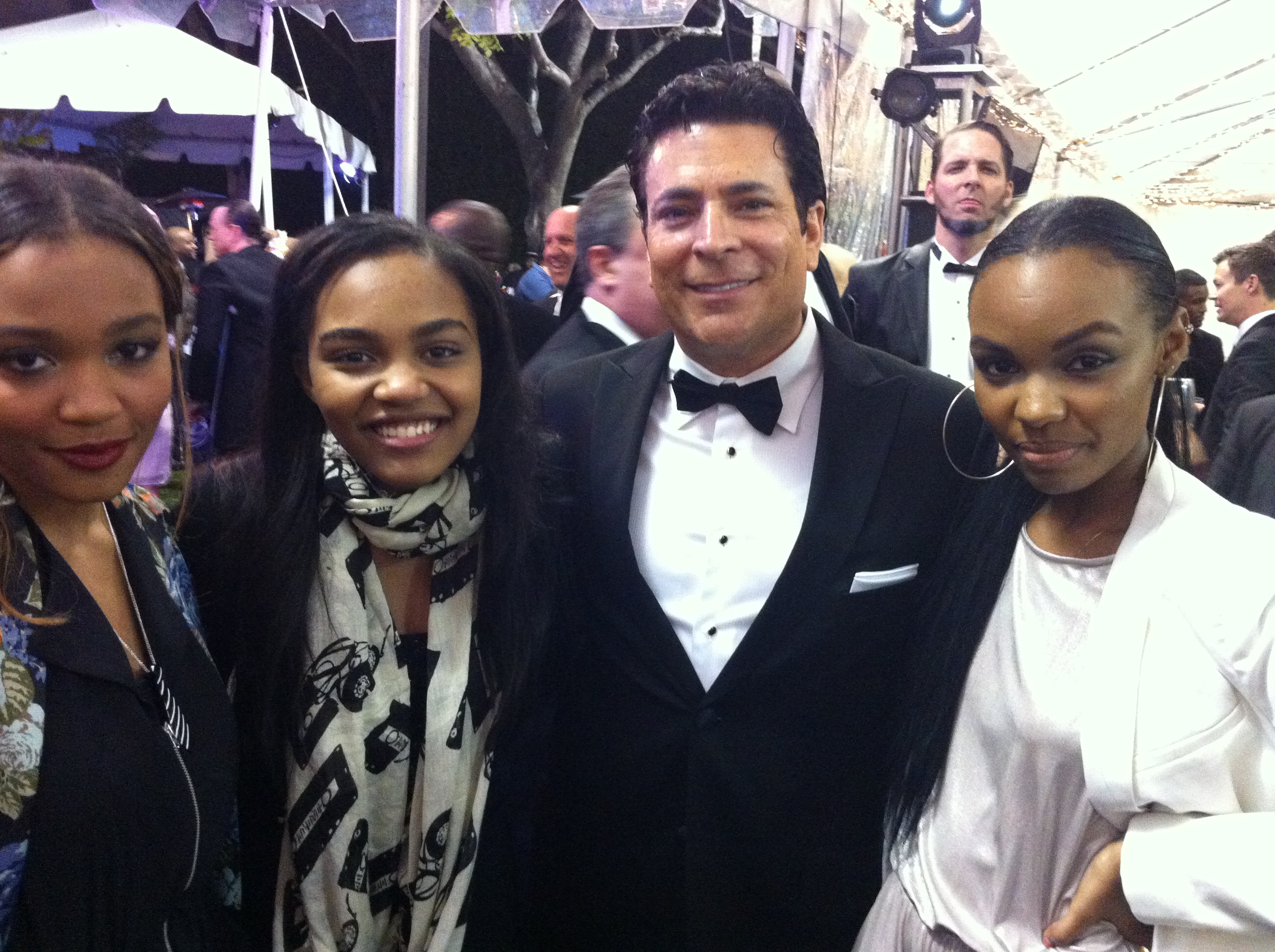 Writer/Director Daniel R. Chavez with actress China McCain of Disney's Ant Farm and her sisters Sierra and Lauryn at Oscars after party