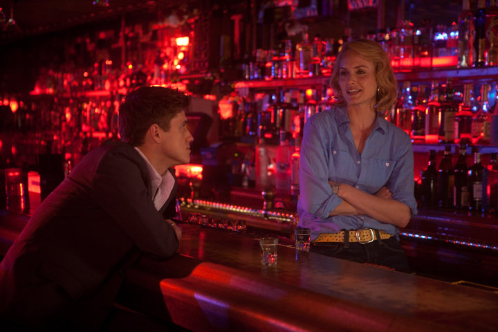Still of Amber Valletta and Aaron Tveit in Girl Walks Into a Bar (2011)