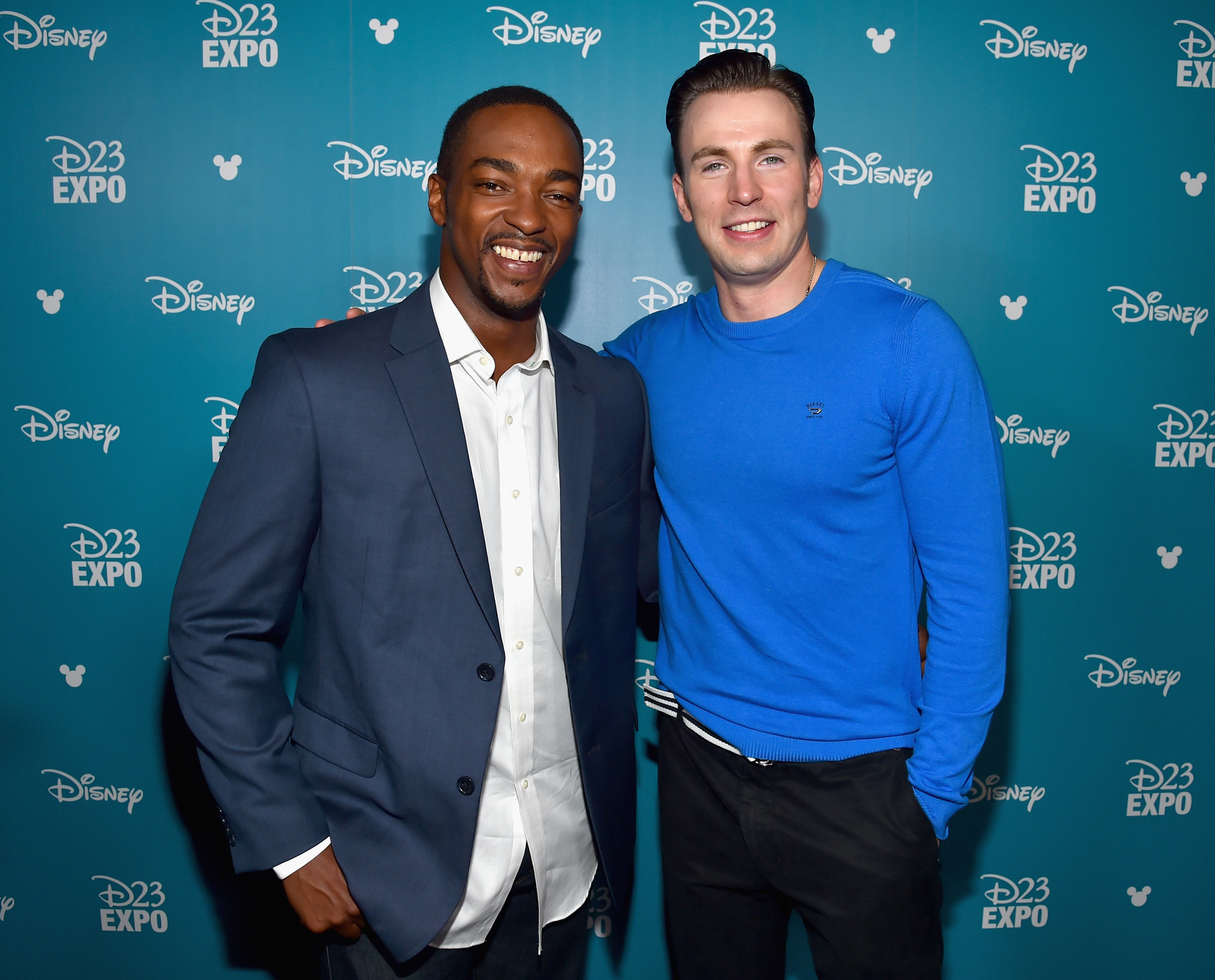 Chris Evans and Anthony Mackie at event of Captain America: Civil War (2016)