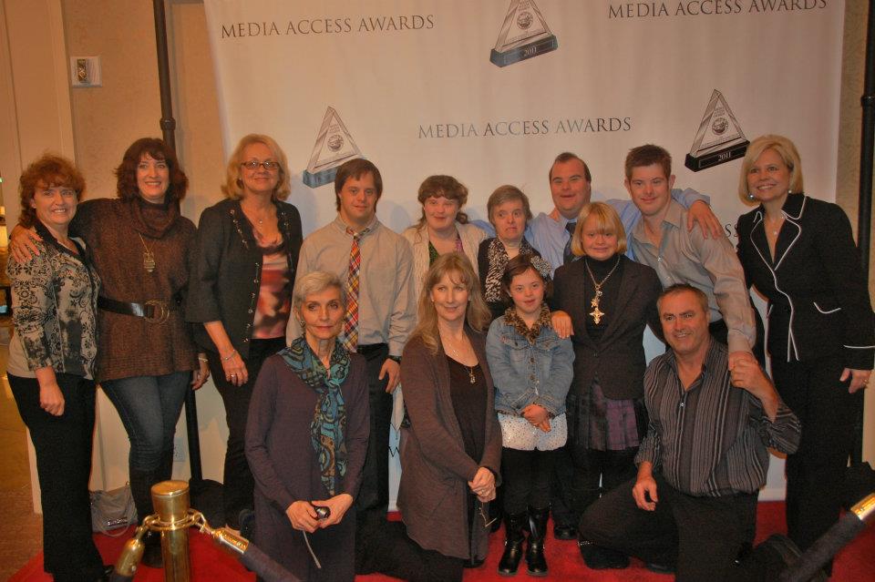 Blair Williamson with other actors with Down syndorme at the Media Access Awards 2011 with the Parents/Sibliings who help make the magic happen