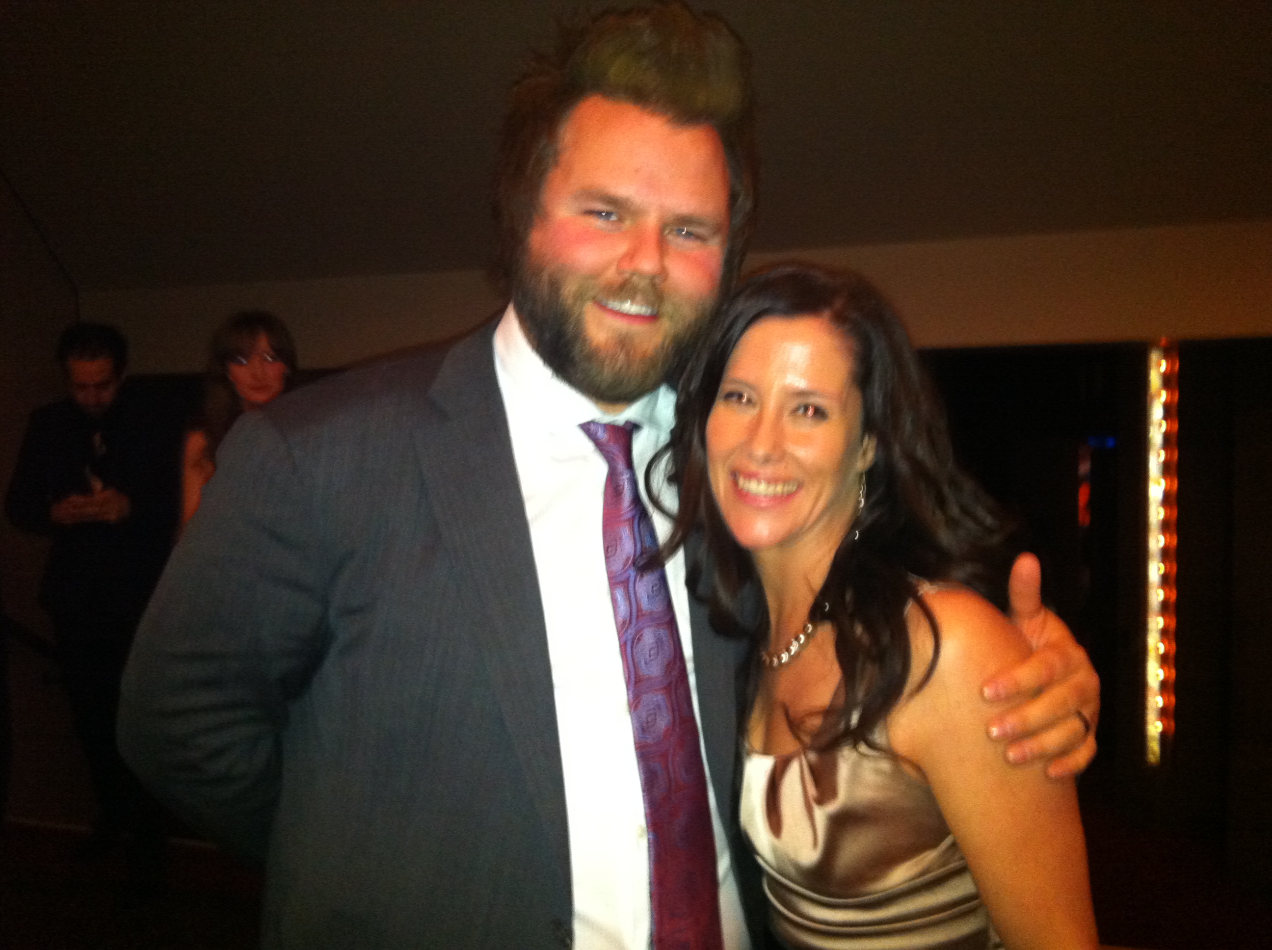 Sally Clelford and Tyler Labine at the 2011 Genie Awards.