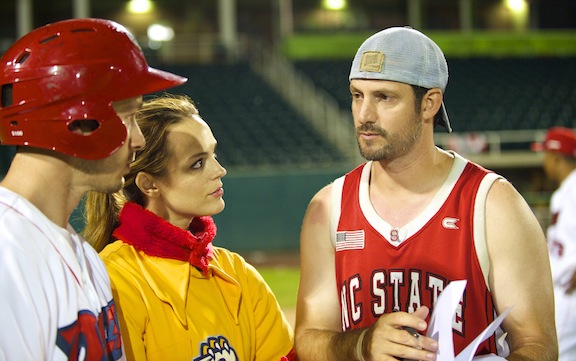 David Rountree directs Erin Cahill and Ryan Carlberg on the set of 108 Stitches