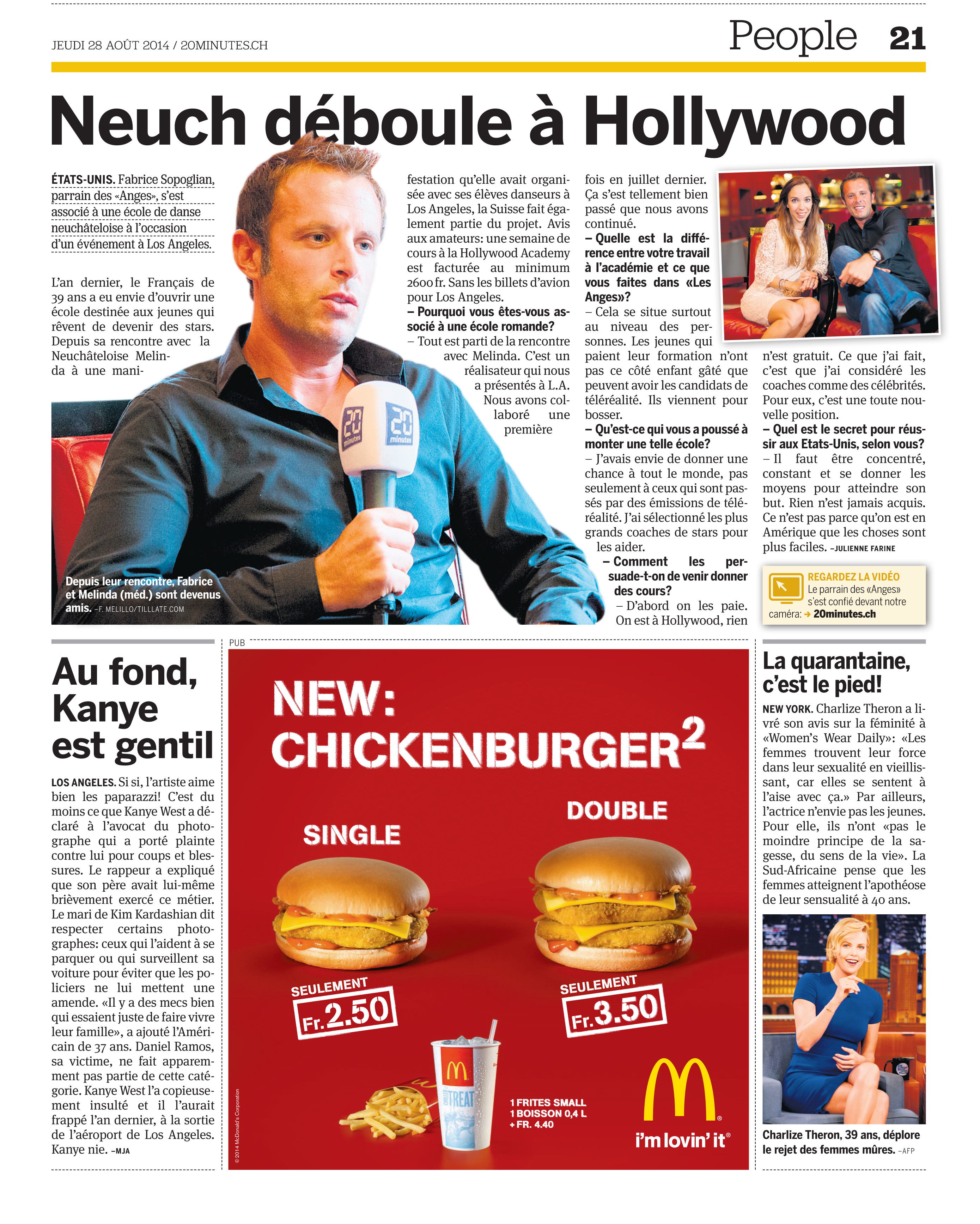 Swiss newspaper 20 minutes 2014