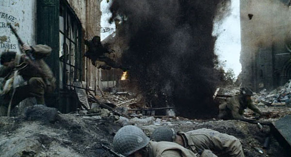 Marc Cass performing a 750psi Sidewards Air Ram on director Steven Spielbergs Award Winning War film 'Saving Private Ryan'.