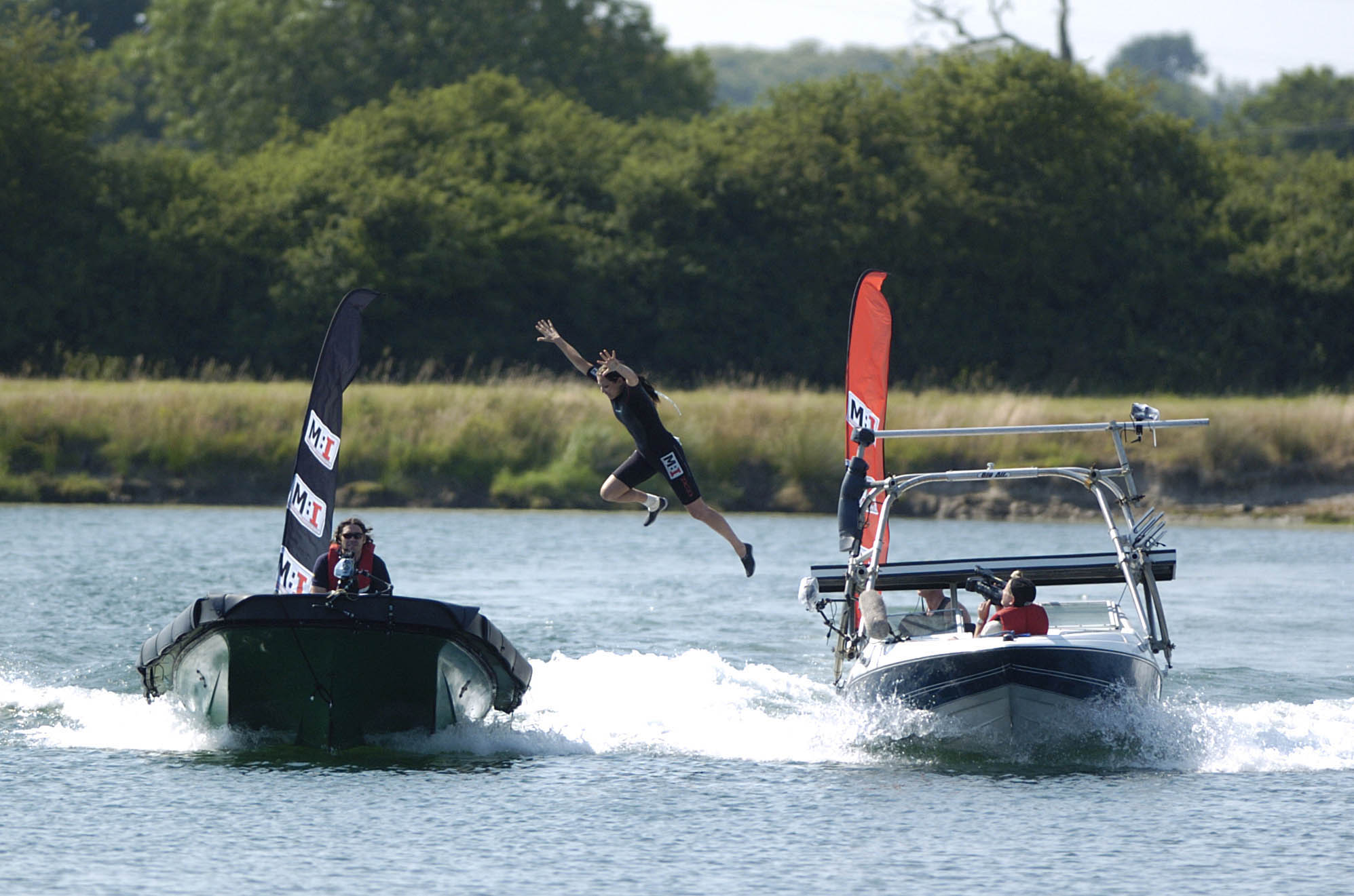 Marc Cass Stunt Co-ordinating the Speedboat to Speedboat Transfer on Mission Implausible.