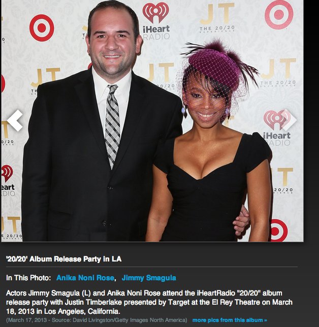Jimmy Smagula and Anika Noni Rose at the Justin Timberlake release party hosted by Target. 3/18/13