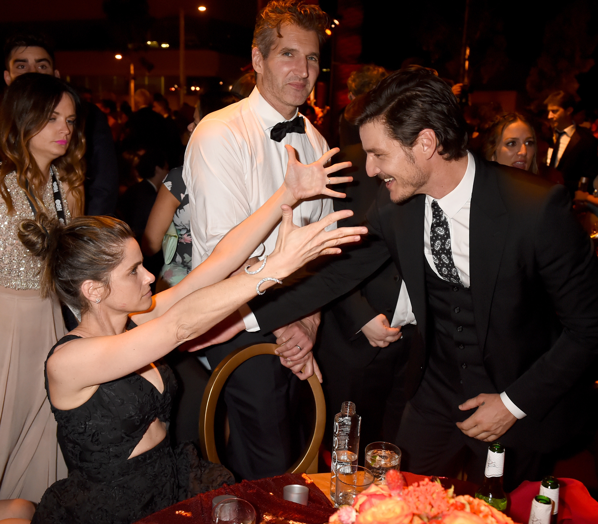 Amanda Peet, Pedro Pascal and David Benioff at event of The 67th Primetime Emmy Awards (2015)