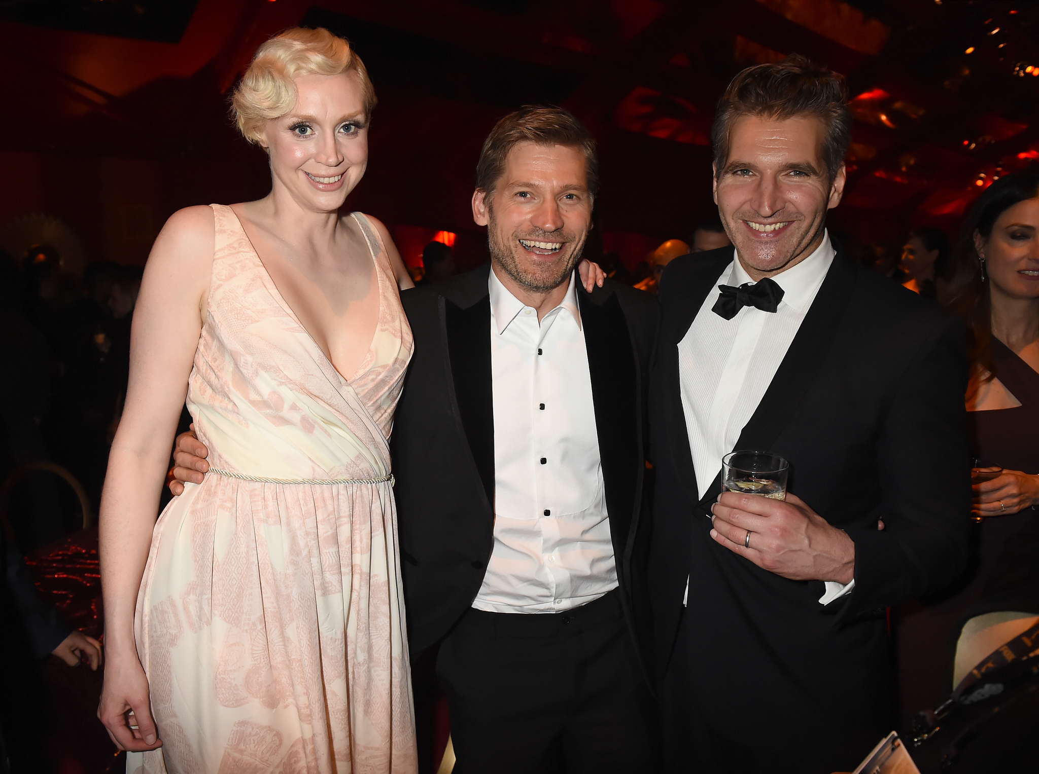 Nikolaj Coster-Waldau, David Benioff and Gwendoline Christie at event of The 67th Primetime Emmy Awards (2015)