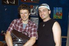 Ben with Michelle Gondry on set of the Kostabi Show