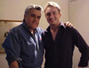 Ben backstage with Jay Leno on set of 