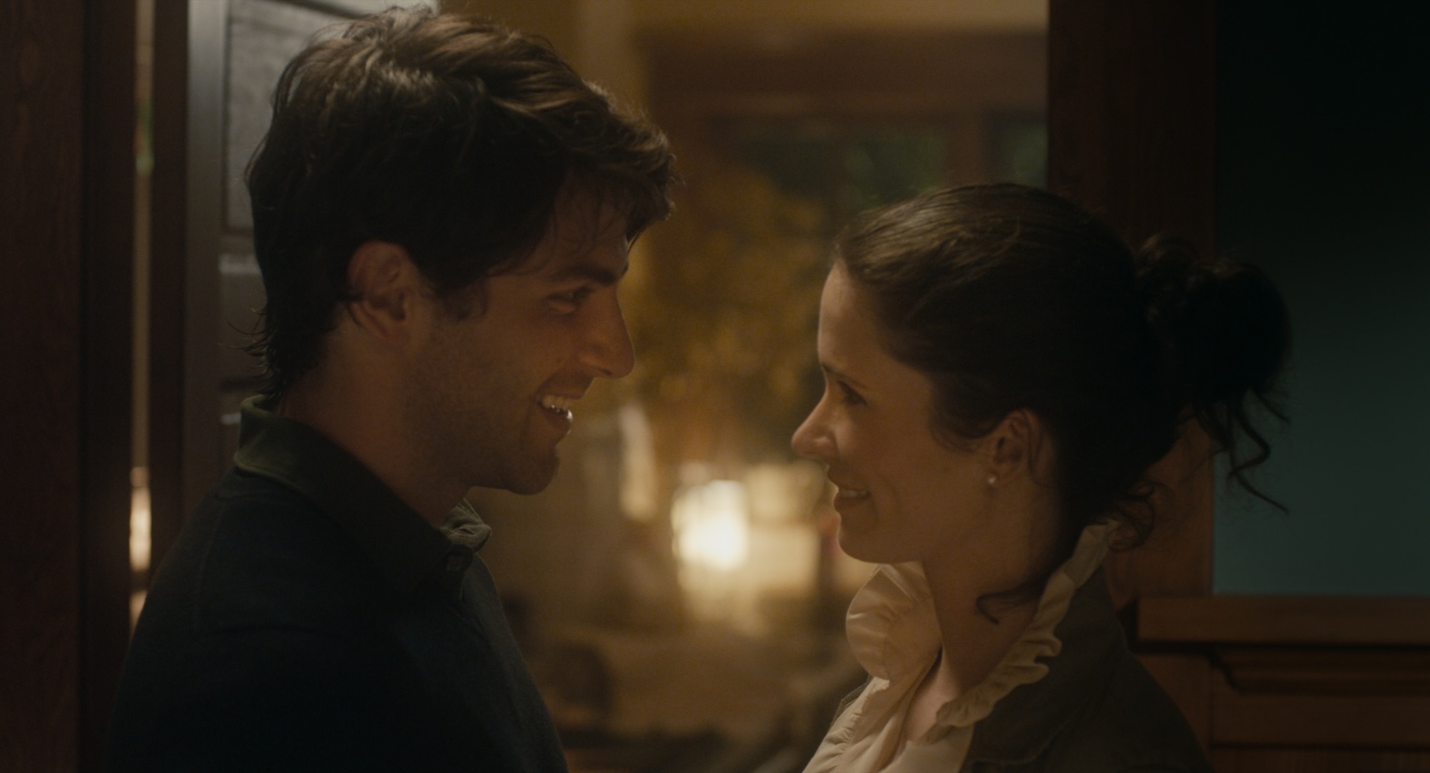 Still of Bitsie Tulloch and David Giuntoli in Caroline and Jackie (2012)