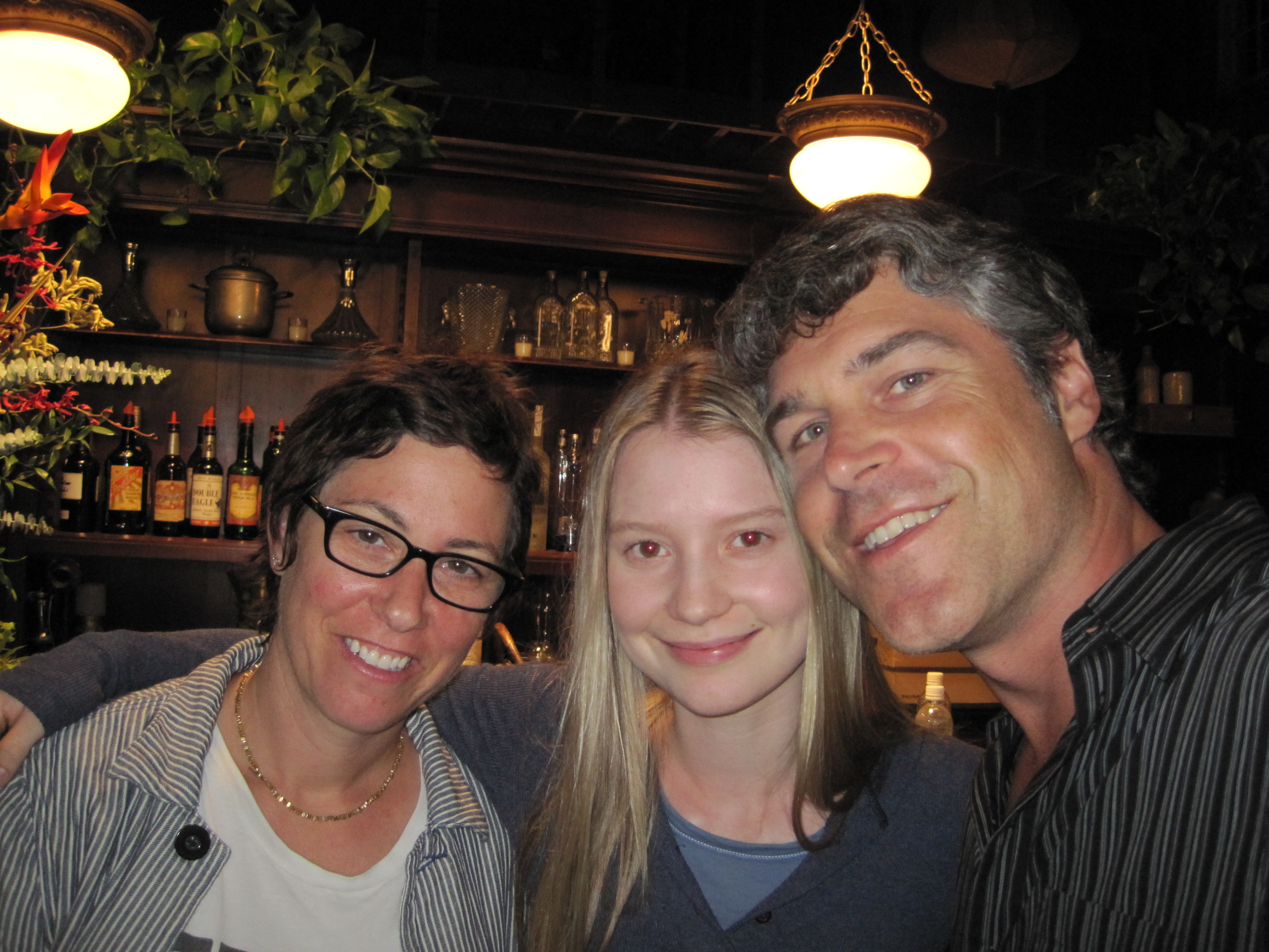 Director Lisa Cholodenko, Actress Mia Wasikowska and Producer Todd Labarowski on the set on 'The Kids Are All Right' on July 30, 2009.